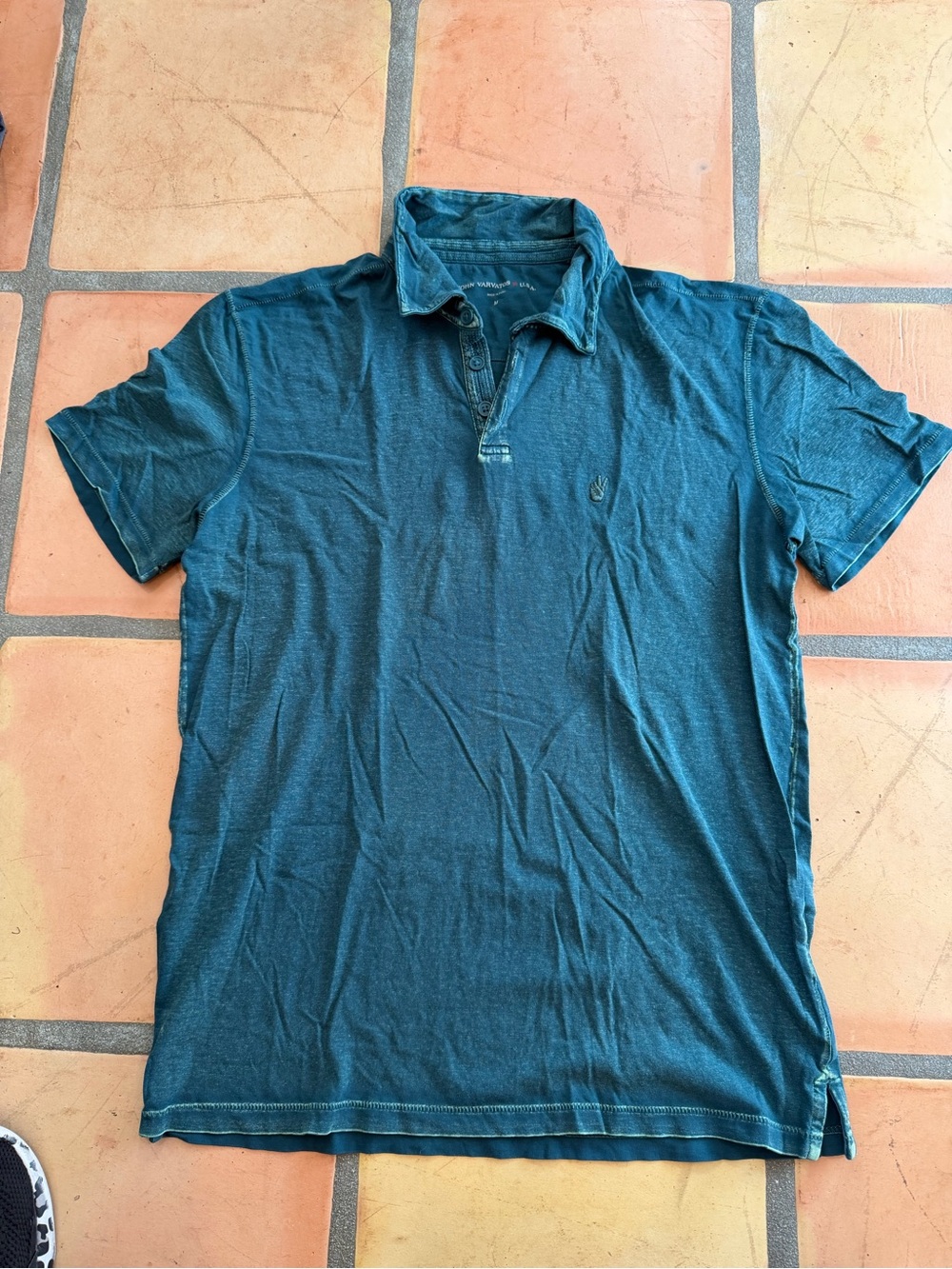 John Varvatos Teal Short-Sleeve Polo
